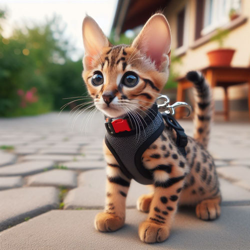 Harness training a Savannah Kitten: A Guide to Taking Your Feline Companion for a Stroll