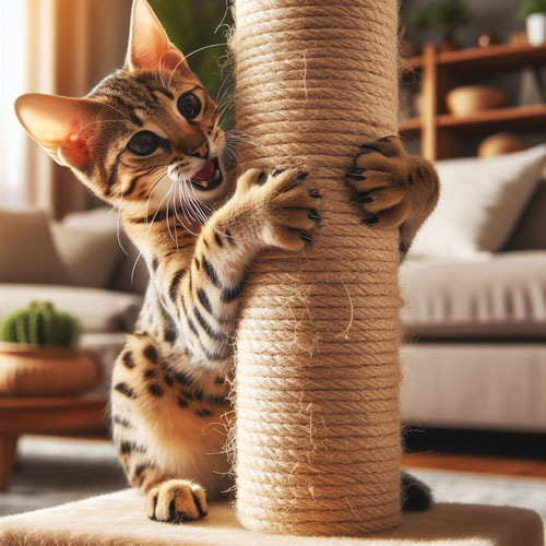 Teaching Your Savannah Cat to Love Their Scratching Post